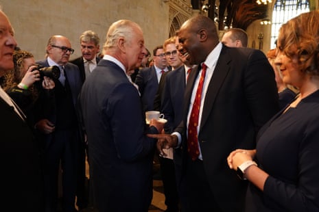 David Lammy meeting King Charles in Westminster earlier.