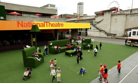 Astroturf furniture outside the National Theatre
