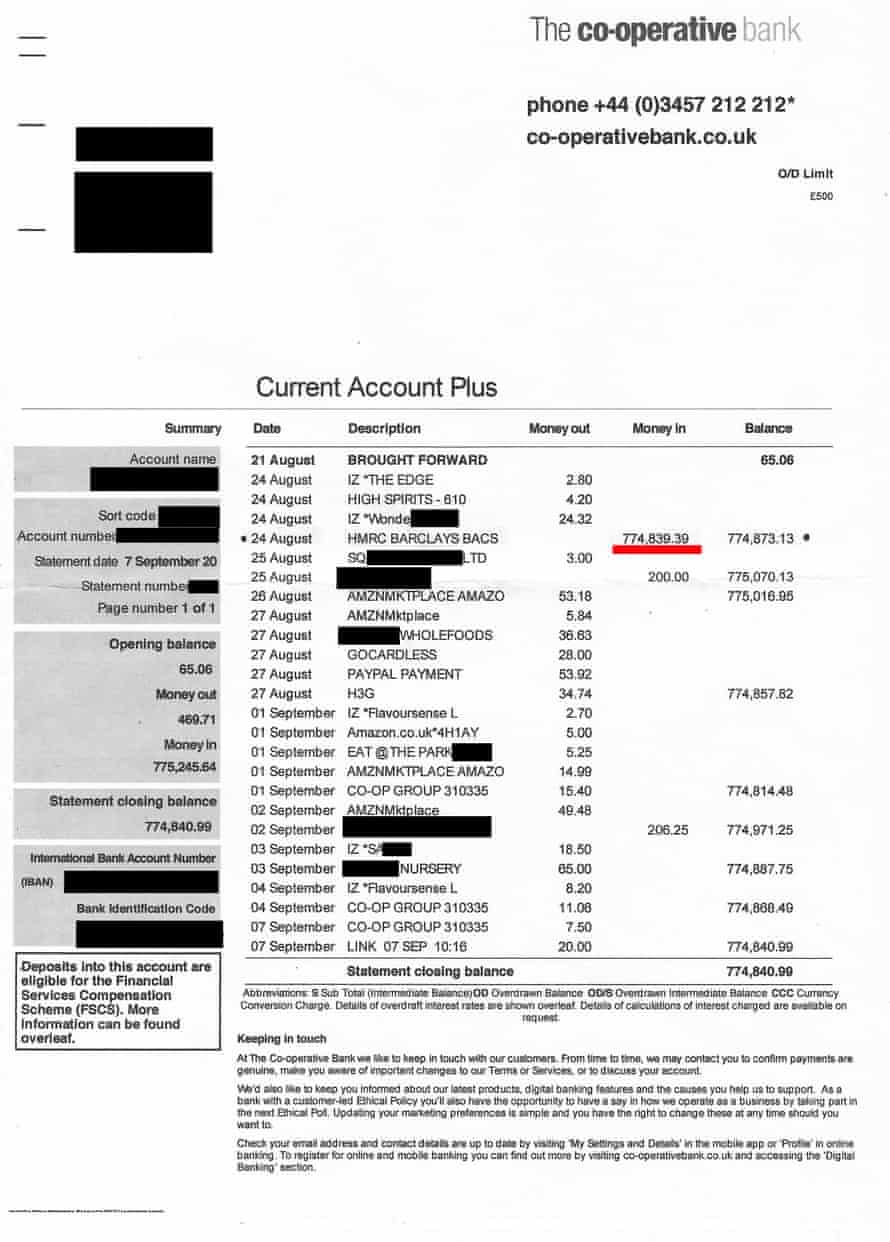 Helen Peters’s bank statement