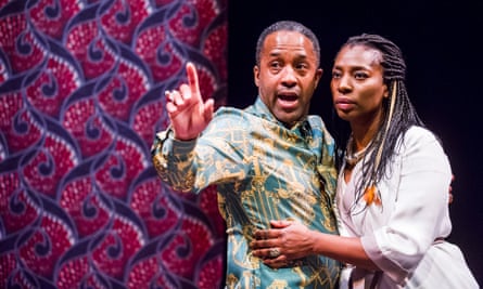 Clarence Smith as Claudius and Tanya Moodie as Gertrude in Simon Godwin’s staging of Hamlet by William Shakespeare @ Royal Shakespeare Theatre, Stratford.