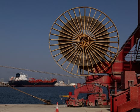 An oil tanker docked at the Port of Fujairah.