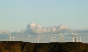 Wind at the Bluff Point windfarm in Woolnorth, Tasmania