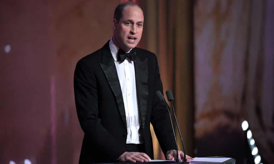 Addressing the elephant in the hall … Prince William at the Baftas.