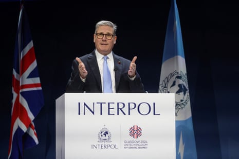 Keir Starmer speaking at the Interpol general assembly meeting in Glasgow this morning.