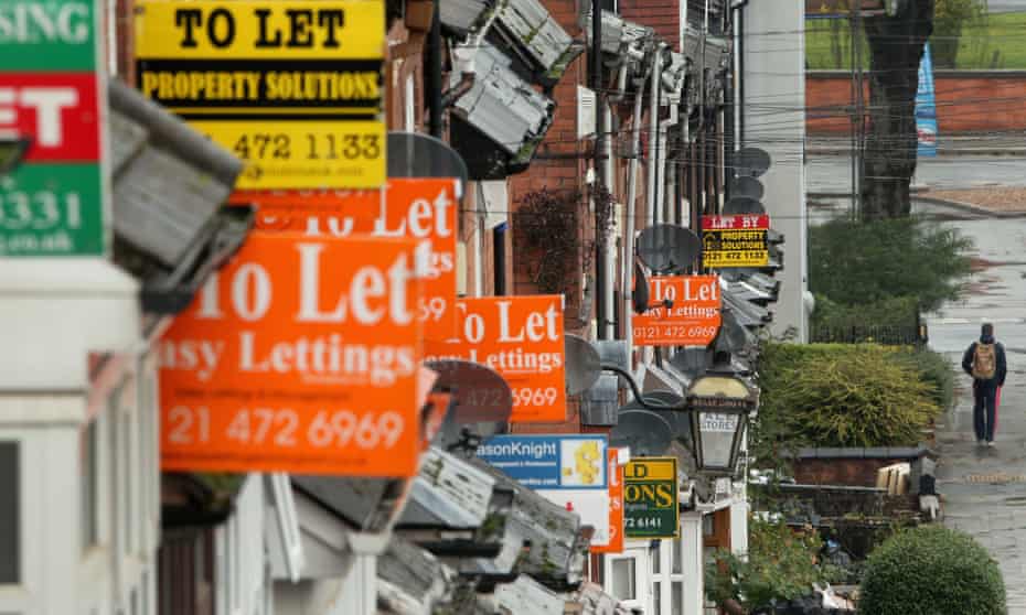 For Sale and To Rent signs on a row of houses in Selly Oak, Birmingham