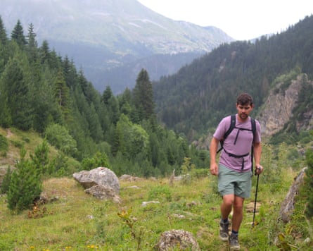 The writer Stuart Kenny hiking near Milishevc.