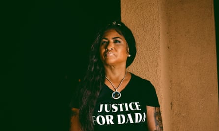 Sonya Mitchell wears shirt saying Justice for DaDa