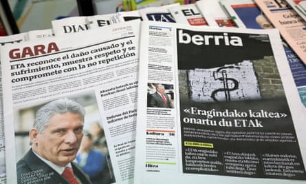 The Basque newspapers Gara and Berria carry news of Eta’s apology on Friday morning.