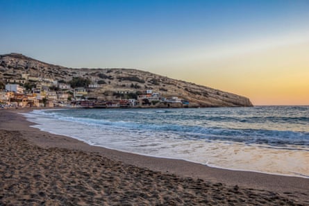 Matala Beach at dusk.
