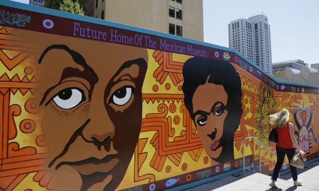 A mural outside the future Mexican Museum, set to open in 2019. The building will be home to the largest Mexican and Latino art collection in the country. 
