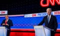 Donald Trump (L) looks at US president Joe Biden during the CNN presidential debate at the CNN Studios on 27 June 2024 in Atlanta, Georgia.