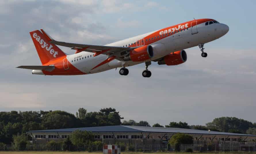 An easyJet plane takes off from London Gatwick bound for Glasgow on 22 March 2022. 