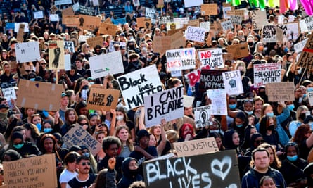 The power of a single hashtag … protesters in a Black Lives Matter march in Sweden, 2020.