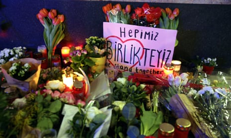 Flowers and candles were placed at the scene in Hanau
