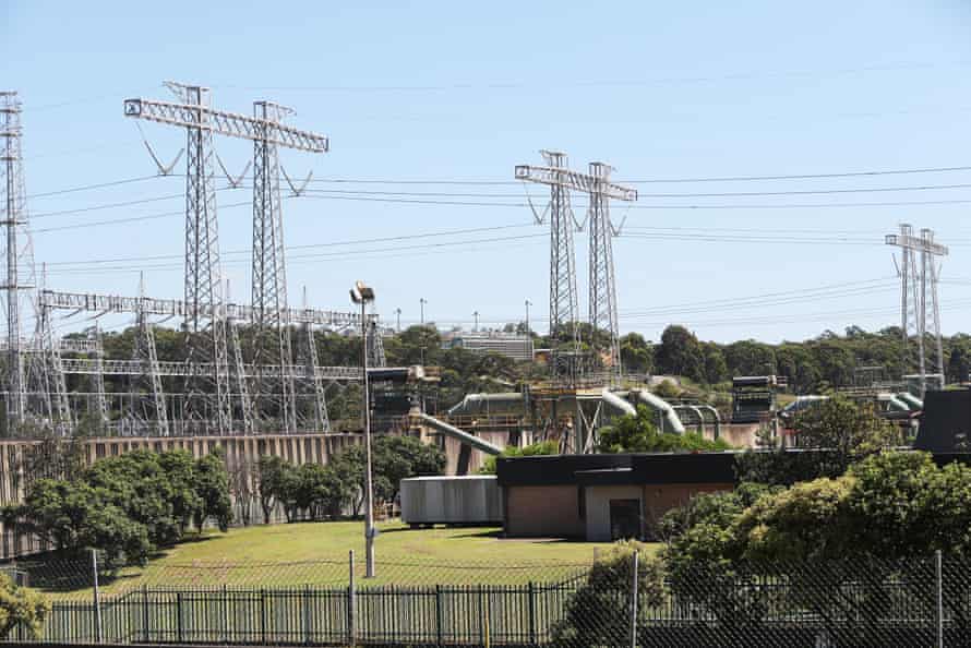 Power poles at Eraring coal plant