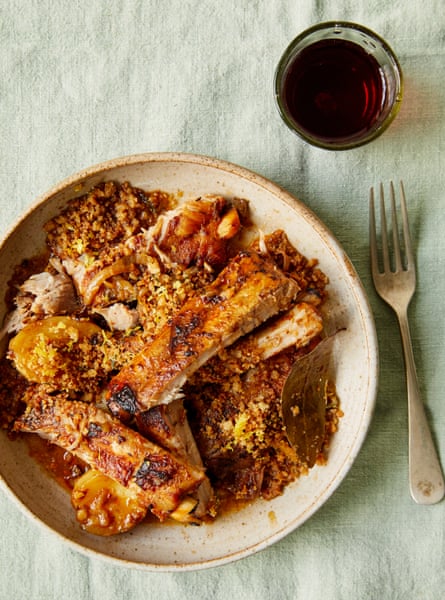 Jose Pizarro’s braised pork ribs with potatoes and herb crumb.