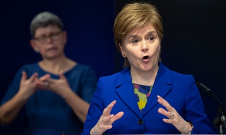 Scotland’s first minister Nicola Sturgeon during a press conference on Monday.