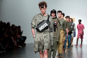 Bumbags comeback … Liam Hodges at London men’s fashion week.