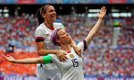 Alex Morgan: ‘You learn so much more from losing than winning’ | USA women's football team 1 Alex Morgan celebrates with Megan Rapinoe during the 2019 Women’s World Cup final