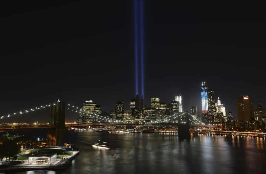 The Tunnel to Towers Foundation announced on Friday, 14 August, 2020, that it is working on plans to beam twin columns of light into the Manhattan sky, like here on 11 September, 2011, during its alternative 9/11 ceremony in 2020.
