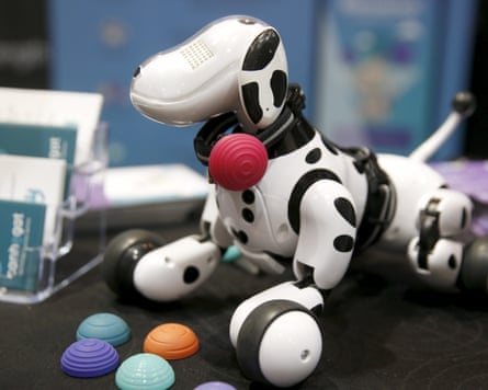 A fitness tracker is displayed on a toy dog