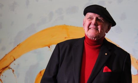 John Olsen pictured at his 70-year retrospective at the National Gallery of Victoria in Melbourne in 2016.