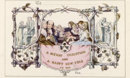Reputedly the first Christmas card, designed by Horsley in 1843, commissioned by Sir Henry Cole.