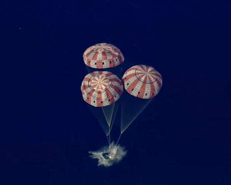 Artemis II crew capsule splashes down in the Pacific Ocean