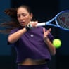 Jessica Pegula plays a shot in a practice session ahead of the 2026 Australian Open
