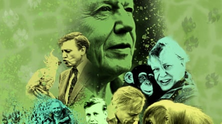 David Attenborough composite illustration pinch pictures of him astatine different phases of his life