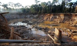 illegal goldmine in the Amazon forest