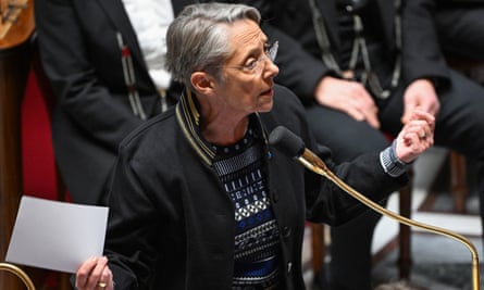 Élisabeth Borne speaking at the national assembly in Paris