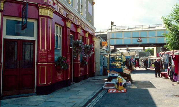 The fictional Queen Vic pub, on the set of EastEnders.