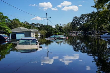 Submerged cars in the Orlovista neighborhood in Orlando, Florida, after the hurricane.