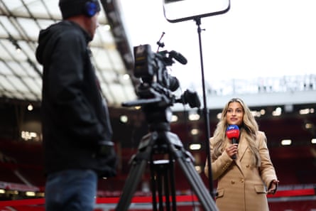 The Sky Sports reporter Melissa Reddy before the Premier League match between Manchester United and Chelsea at Old Trafford in November 2024.
