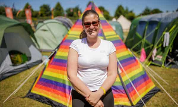Anete at her tent