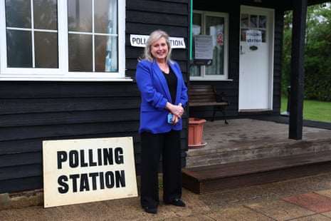 Susan Hall at a polling station in Hatch End.