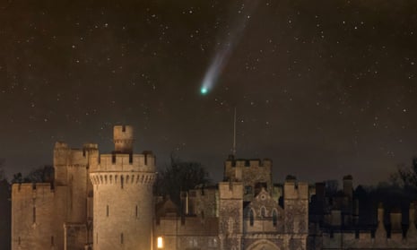 Comet Pons-Brooks appears above Arundel Castle in West Sussex.