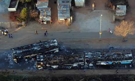 Burned out buses following one of the protests, in Tshwane, against the ANC leadership. 