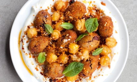 Popolo's labneh, fried olives, chickpeas