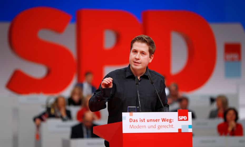 Kevin Kühnert, head of the SPDs youth wing, addressing a party convention in Berlin last year.