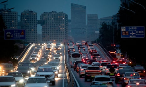 Traffic is seen on a highway in Beijing