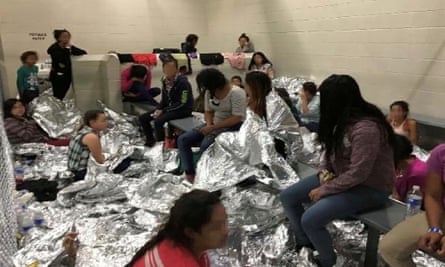 An overcrowded area holding families at a Border Patrol Centralized Processing Center in McAllen, Texas, and released as part of a report by the Department of Homeland Security’s Office of Inspector General