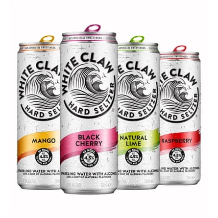 Variety pack of four cans of White Claw hard seltzer.
