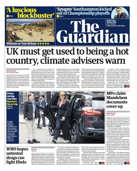 The Guardian front page 20 May