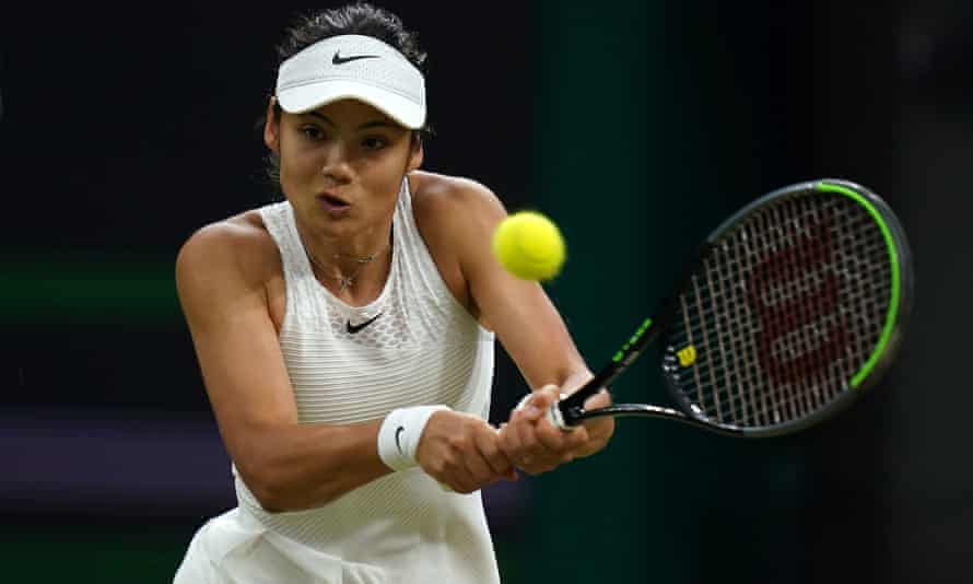 Raducanu in action at Wimbledon last year