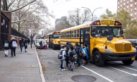 A school bus in Manhattan, New York, December 2021