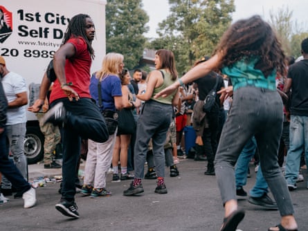 People dancing in the street