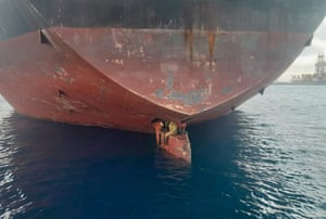 Spain’s maritime rescue service says it rescued three stowaways who were sitting on the rudder of the Alithini II vessel that sailed to Las Palmas, Spain, from Nigeria
