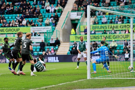 Kelechi Iheanacho scores for Celtic against Hibernian.